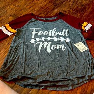 Football Mom half sleeve LDLA grey/burgundy/white New size L